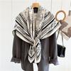 Versatile Silk Wool Square Scarf Double-sided Contrast Color Hand Rolled Edge Fashion Shawl Winter