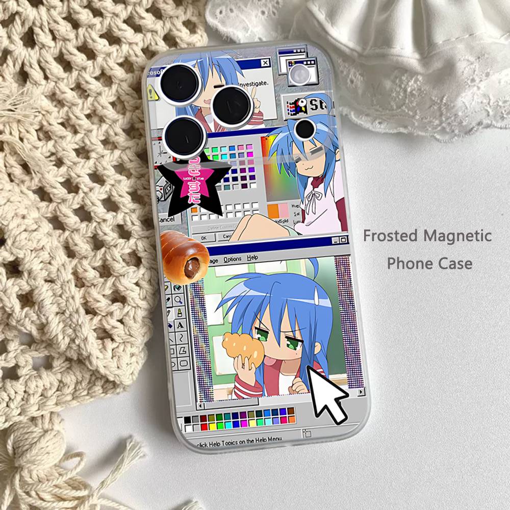 K-Konata Izumi Счастливая S-Звезда Матовый Прозрачный Магнитный Чехол для iPhone 17,16,15,14,13,12,11 Pro,Max,Plus,Mini,Air,E