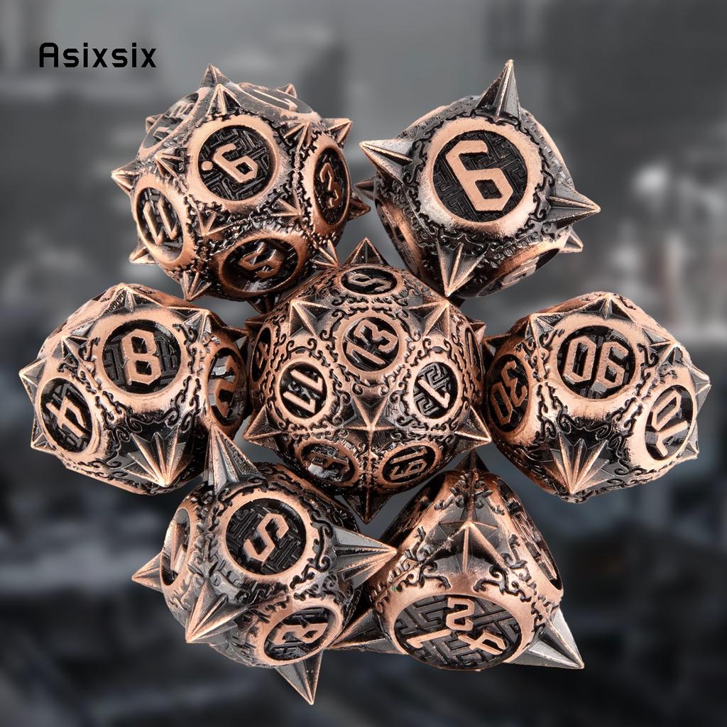 7 шт. медный метеоритный молоток, металлические кубики, набор твердых металлических многогранных кубиков, подходящий для ролевой игры, настольной игры, карточной игры