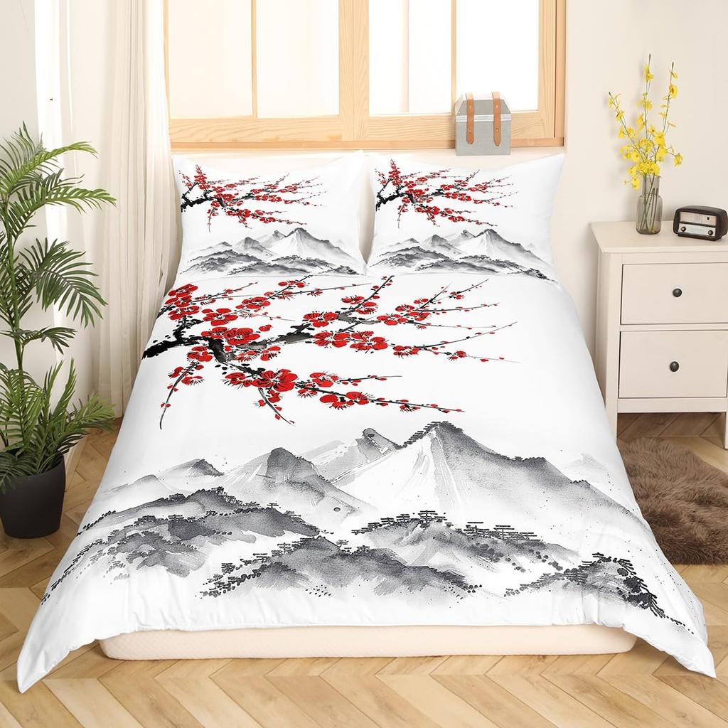 Erosebridal Kids Camping Bedding Set Twin Size Happy Camping Comforter Cover for Boys Girls Western Rustic Farmhouse Style Duvet Cover Vinta