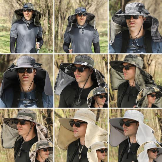 Solar Fan Hat with Neck Flap USB Rechargeable UV Protection Dual Cooling Fan