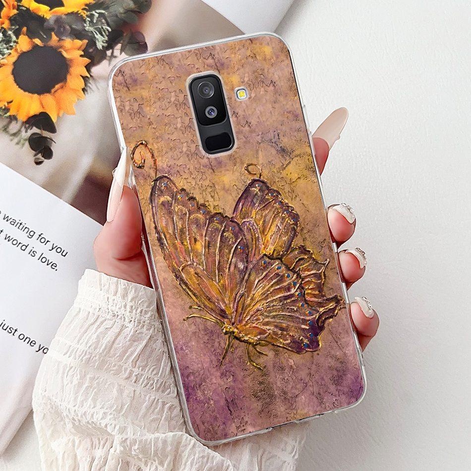 Чехол для телефона Samsung Galaxy A6 Plus 2018 На Samsung A6+ (2018) A6 A600F A605G Элегантные Цветочные Кошачьи Мягкие Силиконовые Прозрачные TPU Чехлы