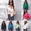 Women's Silk Shirt Blouse Casual Solid Color Long Sleeve Satin Tops