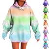 Ladies' Gradient Printed Bow Long Sleeved Loose Fitting Headband With Rope Hooded Sweatshirt Top