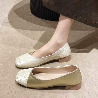 2024 Новый стиль Модные и удобные цветные женские туфли с квадратным носком на высоком каблуке Туфли на толстом каблуке Ленивые туфли