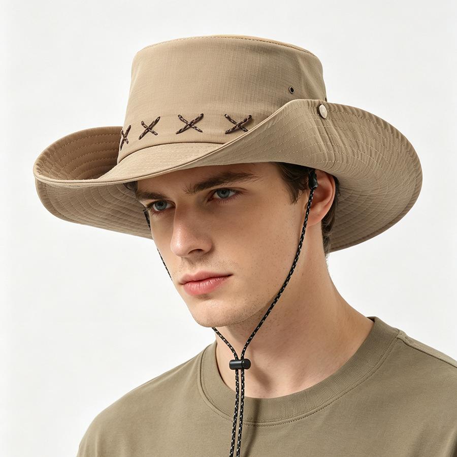 New men's and women's big edge bucket hat anti-ultraviolet sunshade cowboy hat folding sunscreen hat anti-splashing mountaineering hat