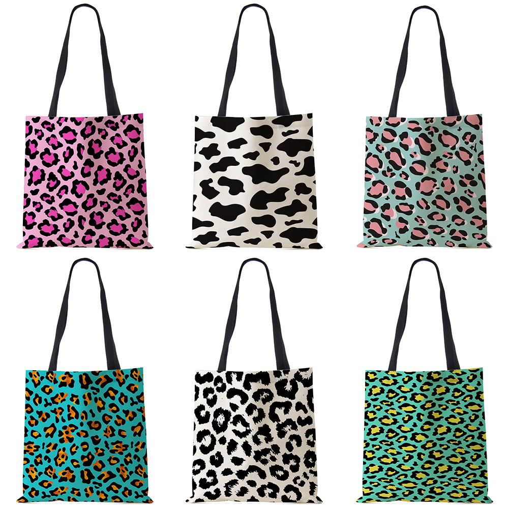 Сумка на плечо с леопардовым принтом, женская большая сумка-тоут, женская повседневная сумка для покупок на открытом воздухе