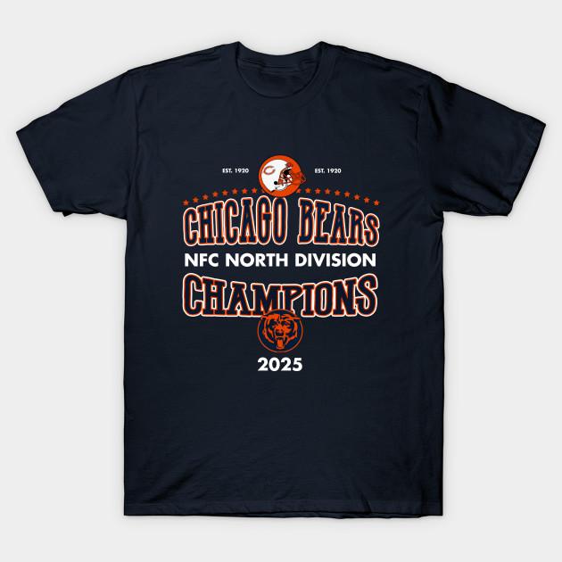Asian Size Men Black Print T-shirt Chicago Bears Nfc North Champions No-Cut Heat Transfer Print Cotton Tshirt