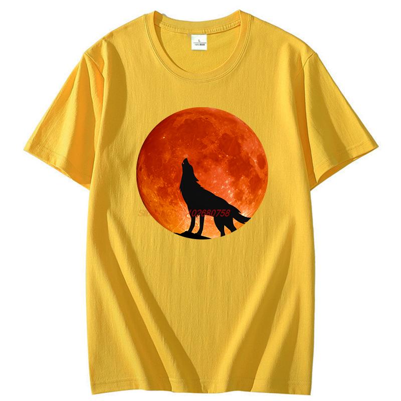 Wolf Moon Funny Shirts Graphic Tee Fashion For Unisex Tops Tshirt New Arrival Goods High Quality Short Sleeve Tee Cotton Tshirt