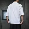 Мужская льняная рубашка летняя легкая тонкая с коротким рукавом уличная свободная оверсайз повседневная в китайском стиле рубашка костюм Тан Ханьфу