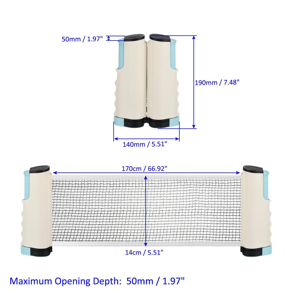 M METERXITY Table Tennis Net Replacement Extendable Ping Pong Net with Plastic Posts for Game Sports Blue and White