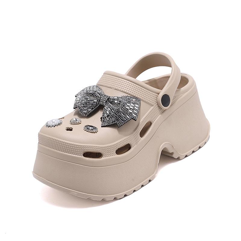 Обувь с дырочками женская летняя верхняя одежда на толстой подошве 2024 новая пляжная нескользящая сумка сандалии для увеличения роста женские 1