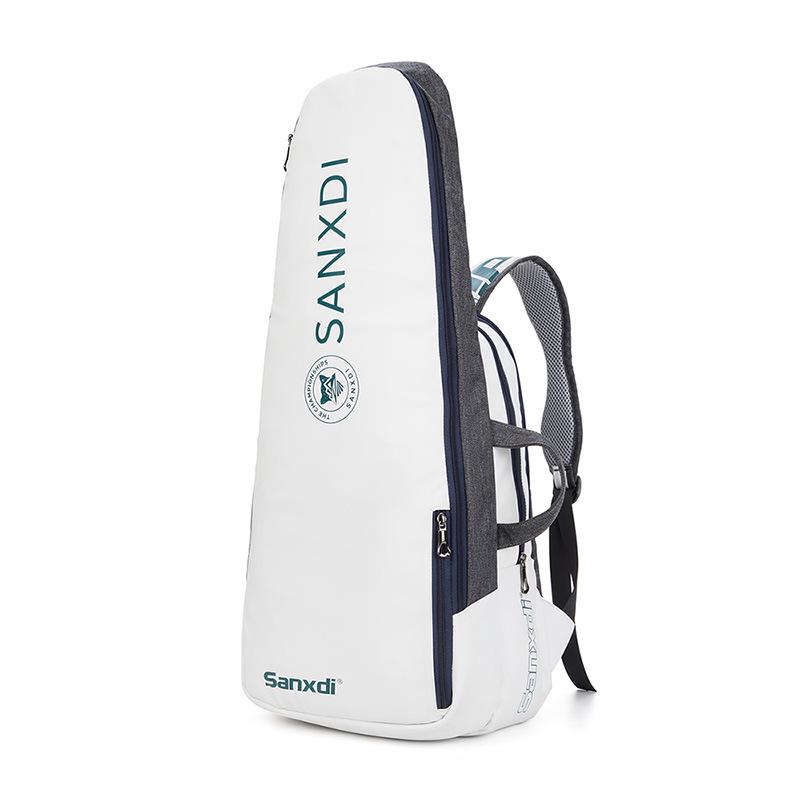 White Tennis & Badminton Backpack for 3 Rackets - Unisex Outdoor Sports Bag