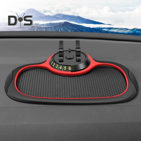 Автомобильный противоскользящий коврик для хранения, держатель для телефона, органайзер для приборной панели, моющийся, термостойкий, со свободным вращением, автомобильный держатель для телефона с парковочным номером