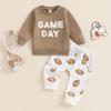 Autumn Children's Sweater Suit Boys Letter Embroidered Long-sleeved Trousers Two-piece Suit