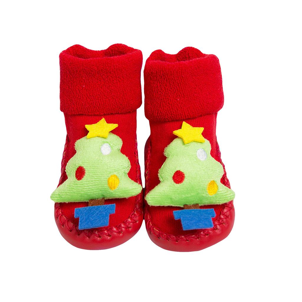 Newborn Baby Boys Girls Christmas Floor Socks Anti-Slip Baby Step Socks