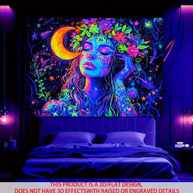 Neon Style Sleeping Beauty Tapestry, Fluorescent Party Atmosphere Wall Decor, Bedroom And Living Room Home Decoration