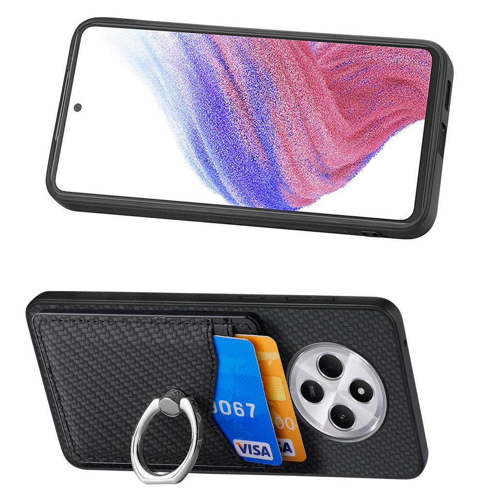 Phone Case For Xiaomi Redmi 14C 4G/14R 5G/Poco C75 4G Back Cover with Card Slots Ring Holder Kickstand