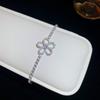 Gold Silver Zircon Flower Bracelet Five Petal Flower Korean Ins Hand Bracelet  Couple Gift