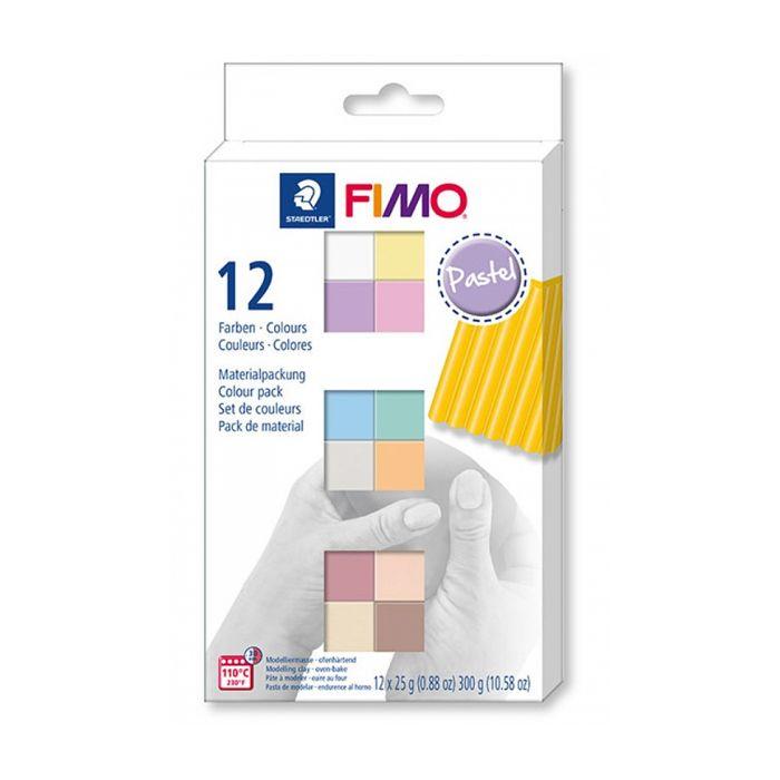 Kit de pâte à modeler - FIMO - Pastel - 12 blocs à cuire - Doux et souple - Couleurs assorties