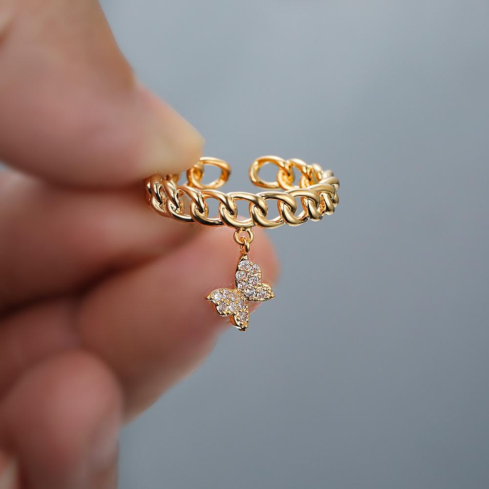 Белый драгоценный камень, серебро/розовое золото, цвет в форме бабочки, модные женские ювелирные изделия, кольцо, кулон, роскошное открытие, регулируемые кольца