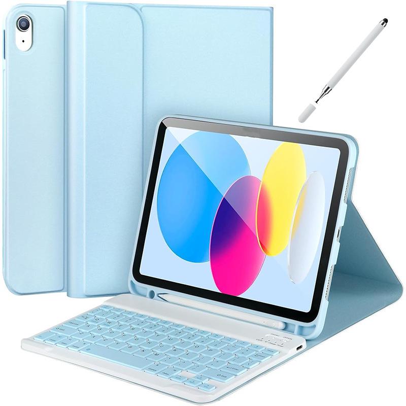 Совместимый чехол-клавиатура Bluetooth с магнитным креплением для iPad 10-го поколения A16 10,9"