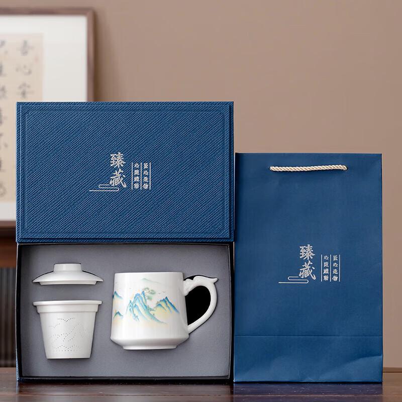 Chaxun Mutton Fat Jade Porcelain Office Tea Set