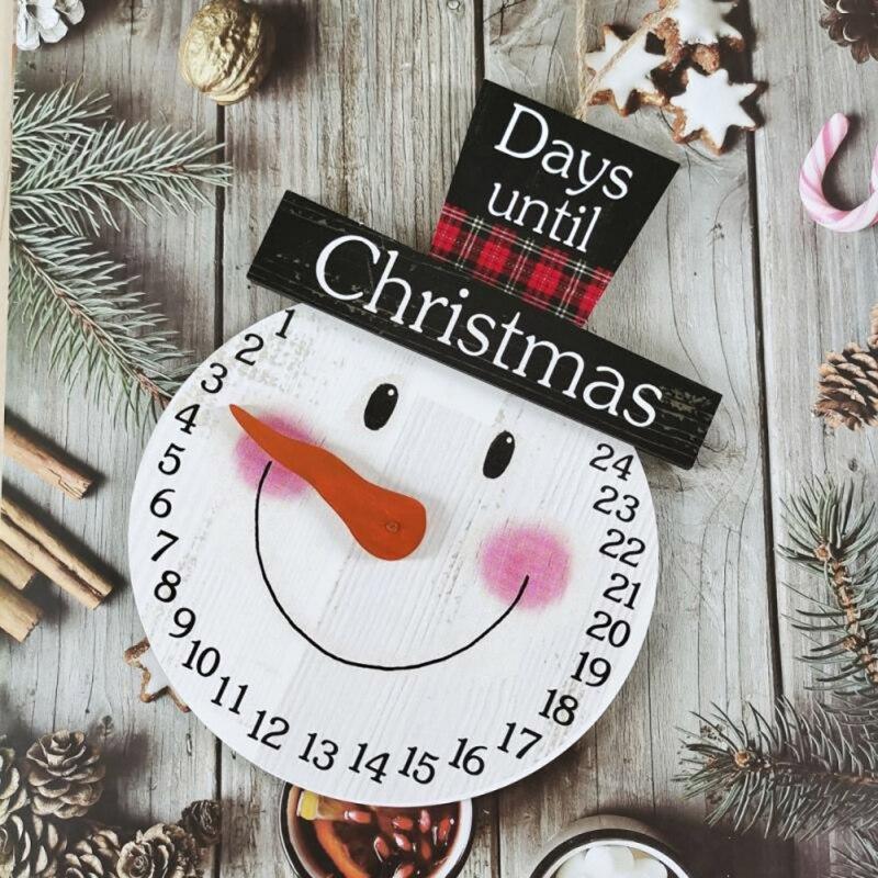 Christmas Advent Calendar Wooden Countdown for Holidays Indoor Outdoor