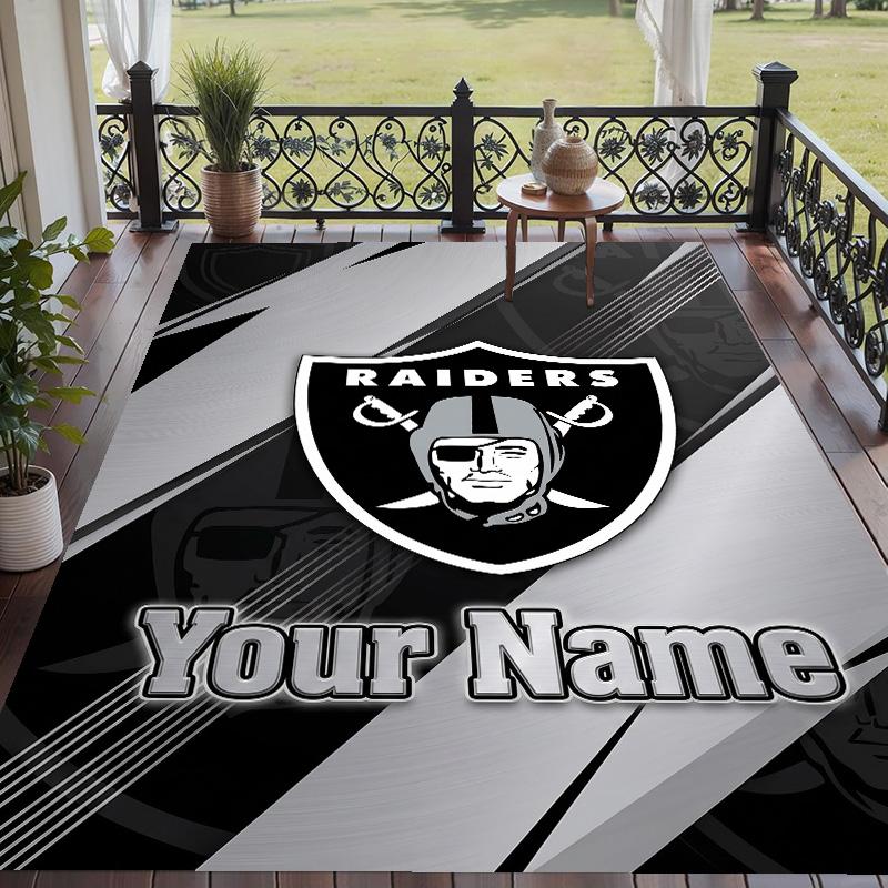 Custom Text Printed Rug Las Vegas Raiders Non Slip Floor Carpet For Home Room Decor