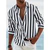 Striped Color Blocked Long Sleeved Shirt for Men In Spring Simple Solid Color Shirts Men’s