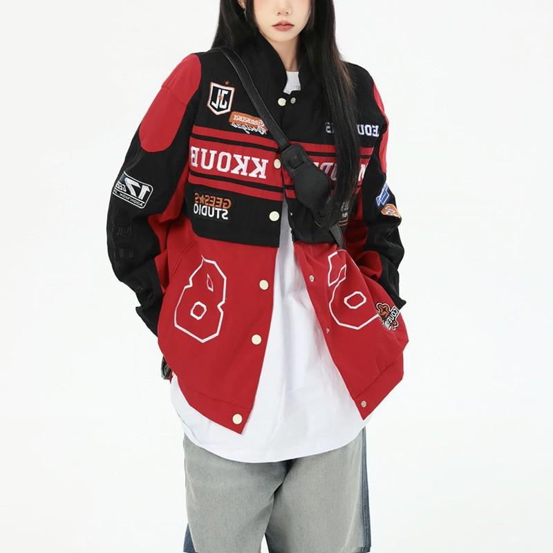 Detachable 2-in-1 American Racer Suit Women Moto Jacket Mini Skirt 2-Piece Set