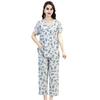 Women's Cotton Pajamas Set Short Sleeve Top Long Pants Casual Two-Piece Sleepwear Set Summer Plus Size Thin Loungewear for Elderly Mom