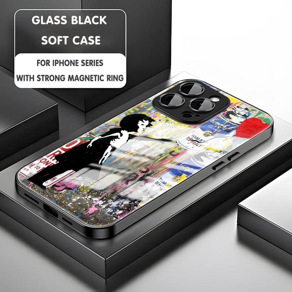 Banksy Graffiti Art Phone Case For iPhone17 16 15 14 13 12 11 X XR XS 8 Plus Mini Pro Max Glass Magnetic Case