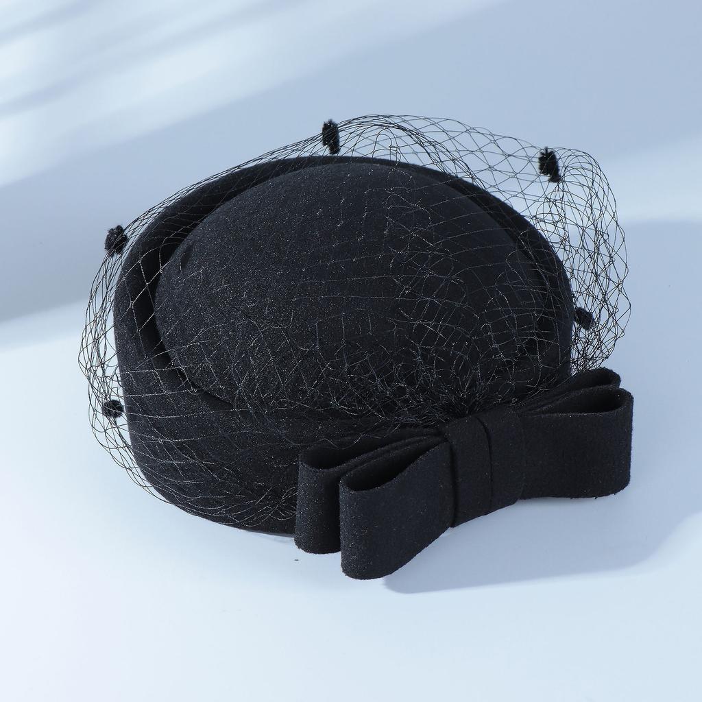 Женская шляпа в французском стиле Сетчатая шляпа Британская свадебная вечеринка Бант Шляпа стюардессы