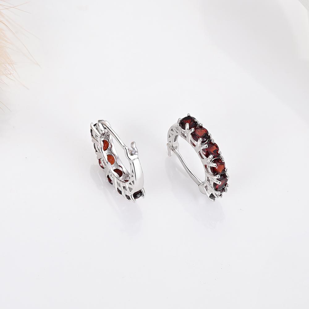 Удивительные дизайнерские шикарные серебряные серьги-кольца с натуральным гранатом, январский камень, камень для благословения, ювелирные изделия для влюбленных, подарок