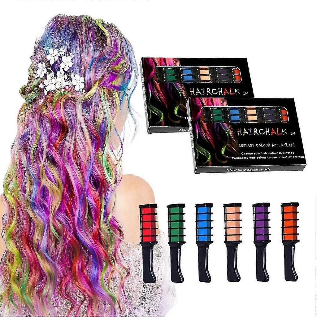 2-Pack Washable Hair Chalk Set - Fun Temporary Colours for Kids & Teens