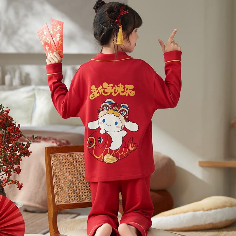 100% Cotton Girls Pajama Set Long Sleeve Thin Sleepwear Kids 8-14 Years