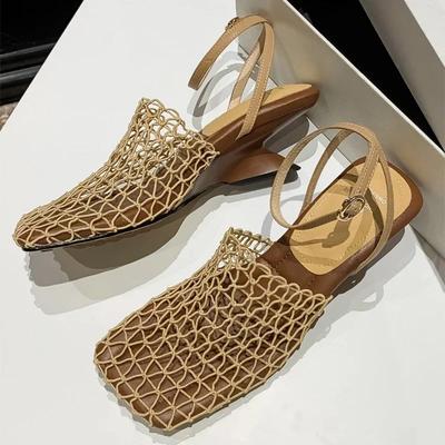 Модный дизайнер Сетчатые женские сандалии Модные туфли на каблуке с квадратным носком Летние шлепанцы 2025 Элегантные шлепанцы Платье Mujer De Sandalias