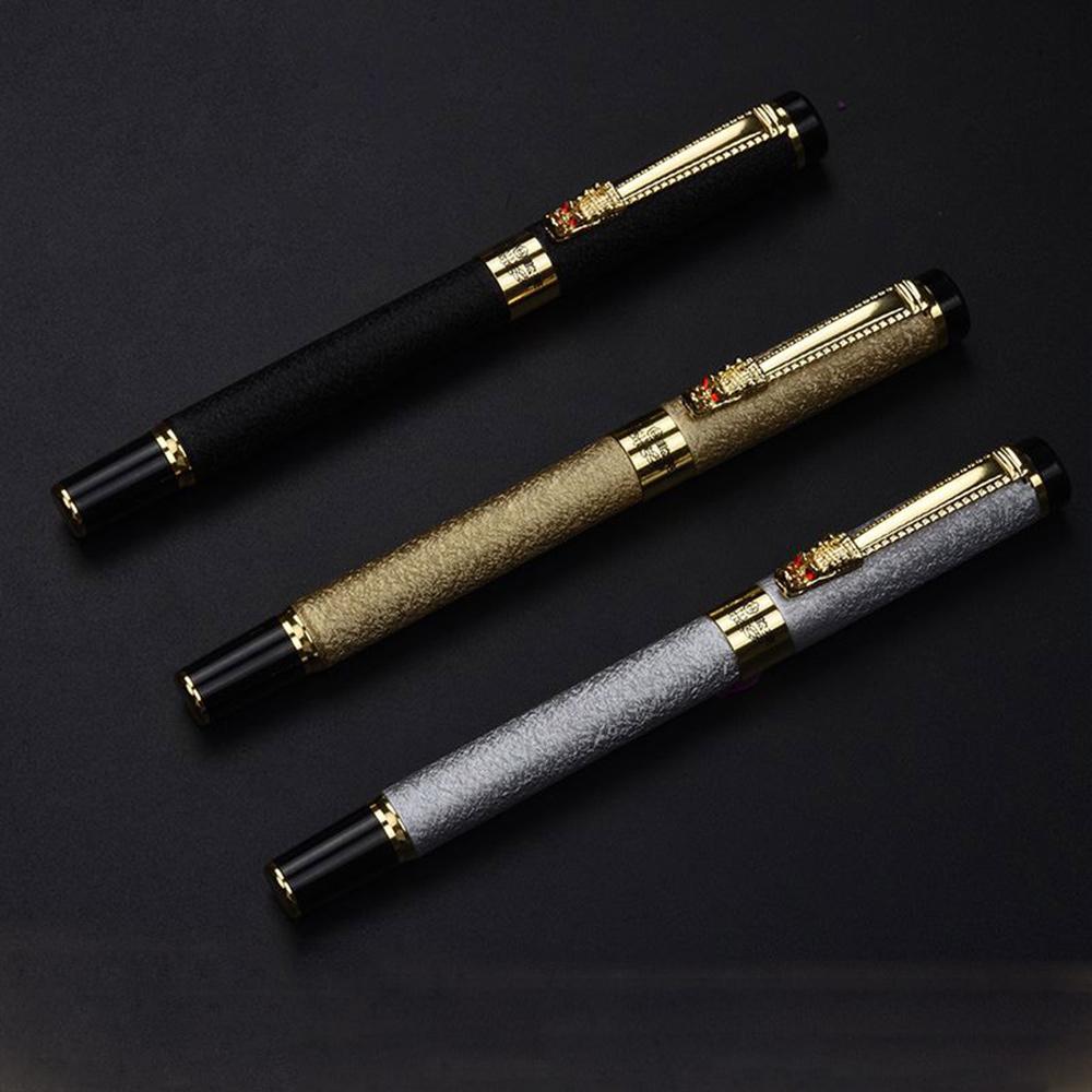 Fountain Pen Frosted Black Golden Dragon Iraurita INK PEN Stationery Office School Supplies