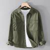 Весенне-летняя рубашка с длинным рукавом для мужчин в корейском стиле, рабочая одежда, мужская верхняя одежда в уличном стиле, приталенная рубашка с двумя карманами, зеленая хлопковая рубашка