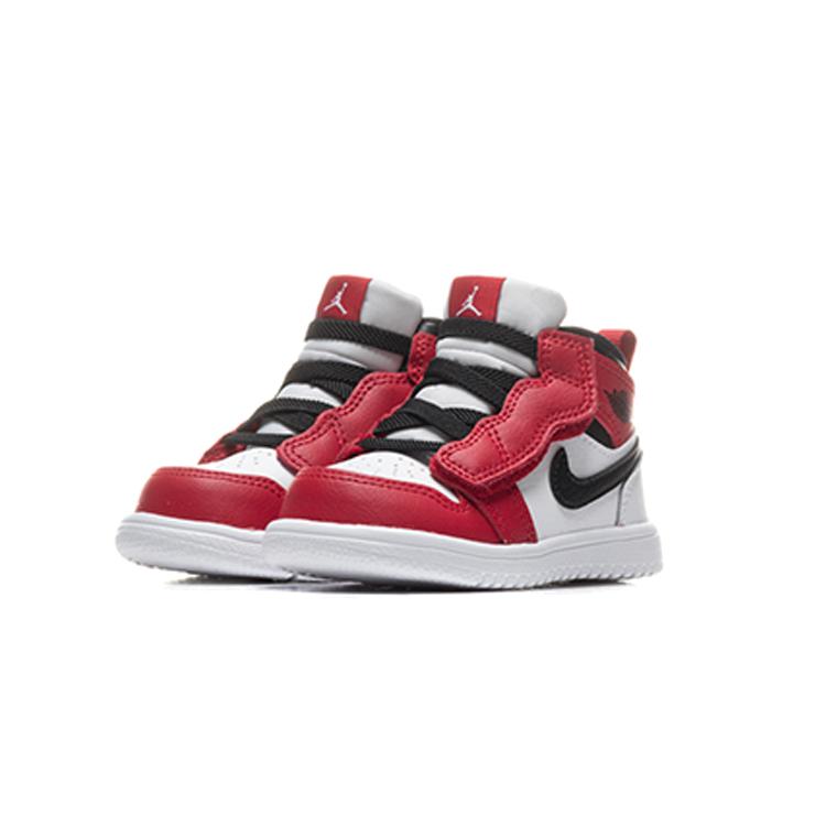 Jordan Детские кроссовки Air Jordan 1 с нескользящей подошвой и амортизацией, средняя высота, для малышей, Белые с красным, для младенцев и малышей AR6352-173