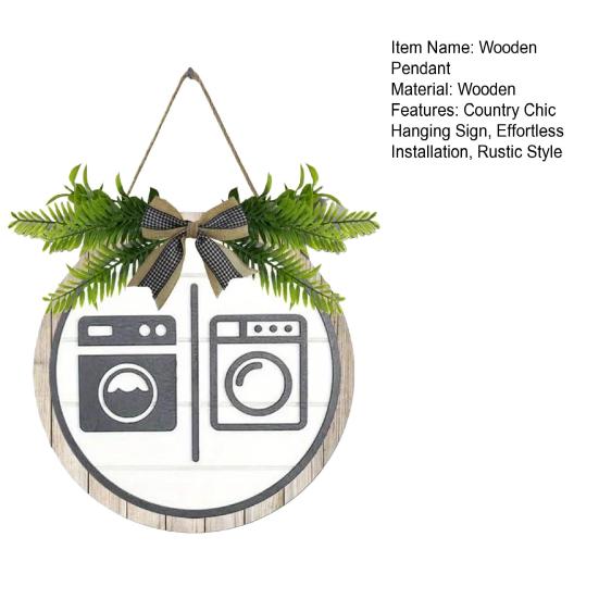 Деревянный гендерный тег Yousheng, знак для туалета, прачечной с бантом, деревенский подвесной знак с искусственными зелеными листьями для декора ванной комнаты и прачечной