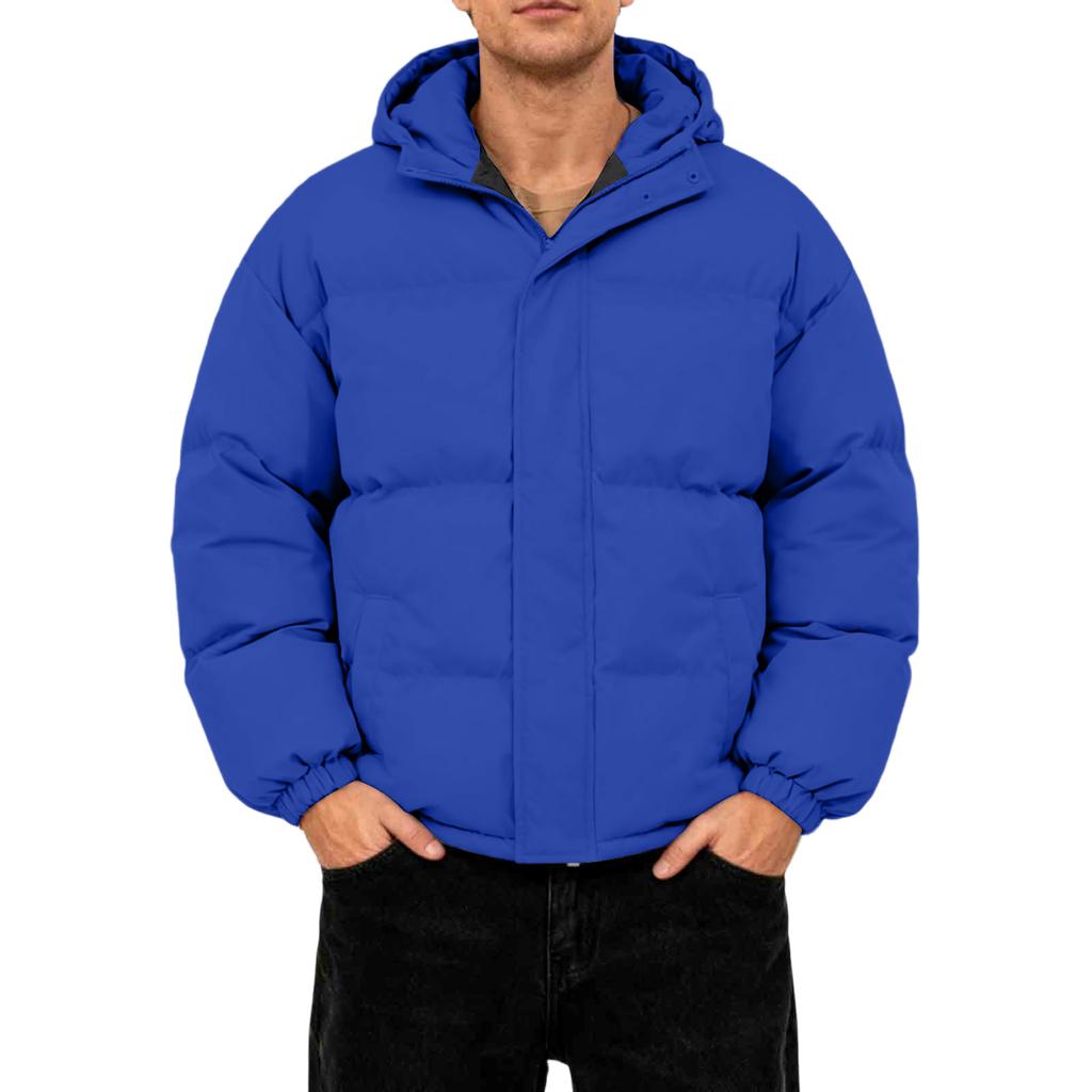 Men's Oversized Casual Down Jacket With Long Sleeves And Hood