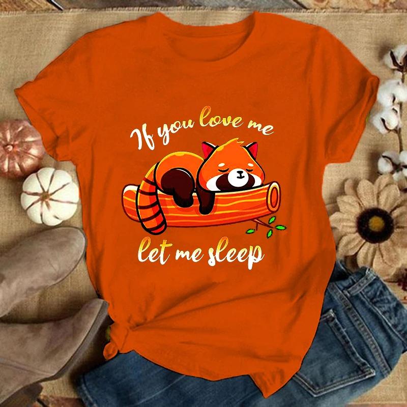(Премиум-футболка)Модные забавные футболки с принтом «Панда, если ты живешь, дай мне поспать», женские летние повседневные футболки с коротким рукавом