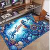 Fish Ocean Theme Soft Crystal Velvet Rug Custom Name & Text Print Non Slip Floor Rug for Bedroom Living Room
