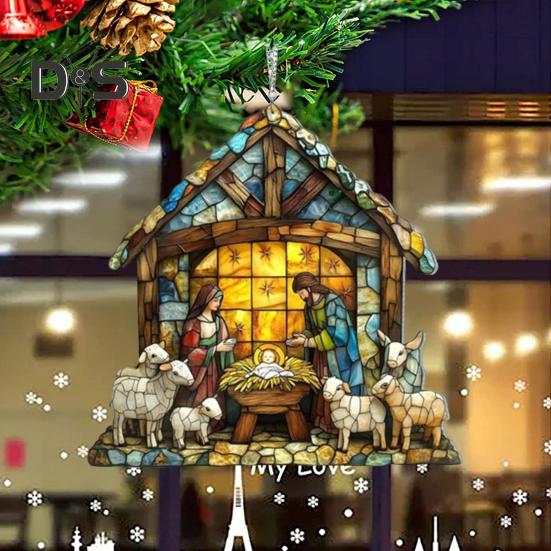 Рождественский вертеп, ловец солнца, рождественский подвесной ловец солнца на окно, украшение ручной работы «Рождение Иисуса» для христианского подарка