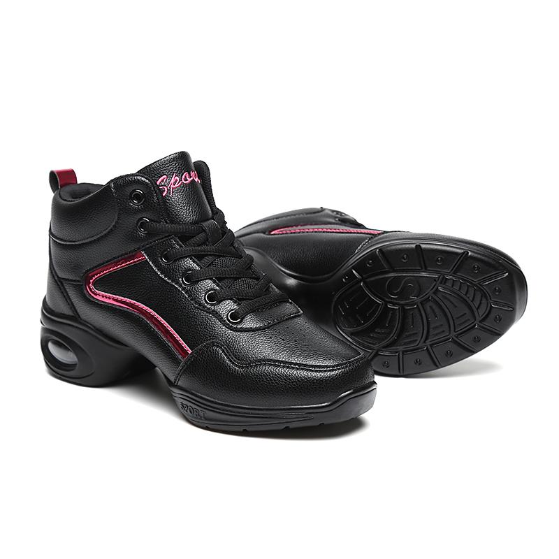 Женская кожаная танцевальная обувь на мягкой подошве, средняя верхняя танцевальная обувь для практики, танцевальная обувь для джаза, танцевальные кроссовки