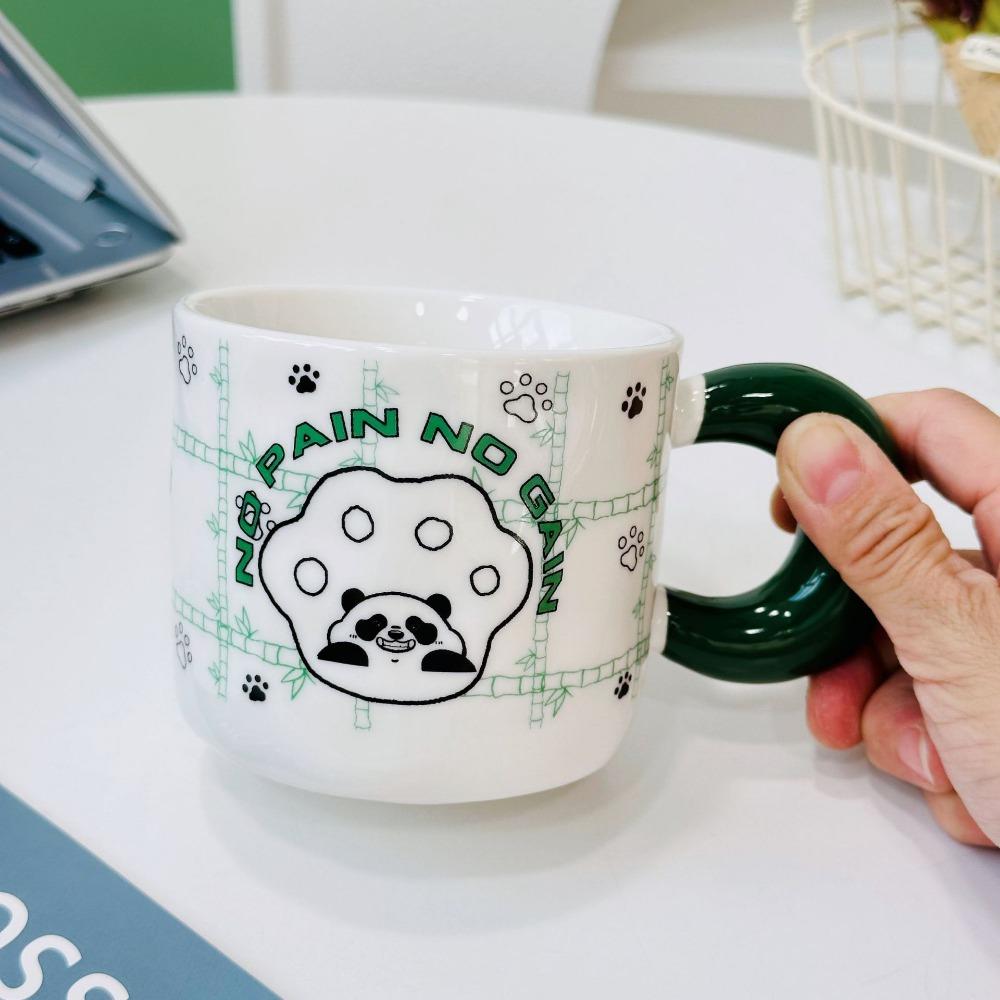 Cartoon Bear Embossed Ceramic Cup with Handle Single Cup Cute Girl Office Drinking Mug High Temperature Resistant Gift Cup