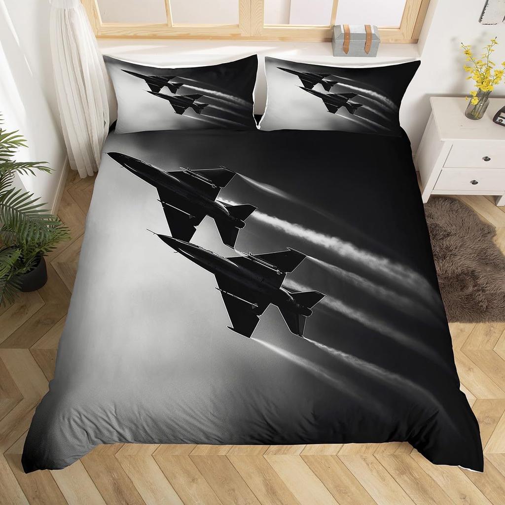 Aircraft 3D Digital Printing Three-Piece Bedding Home Textile Duvet Cover Bedding
