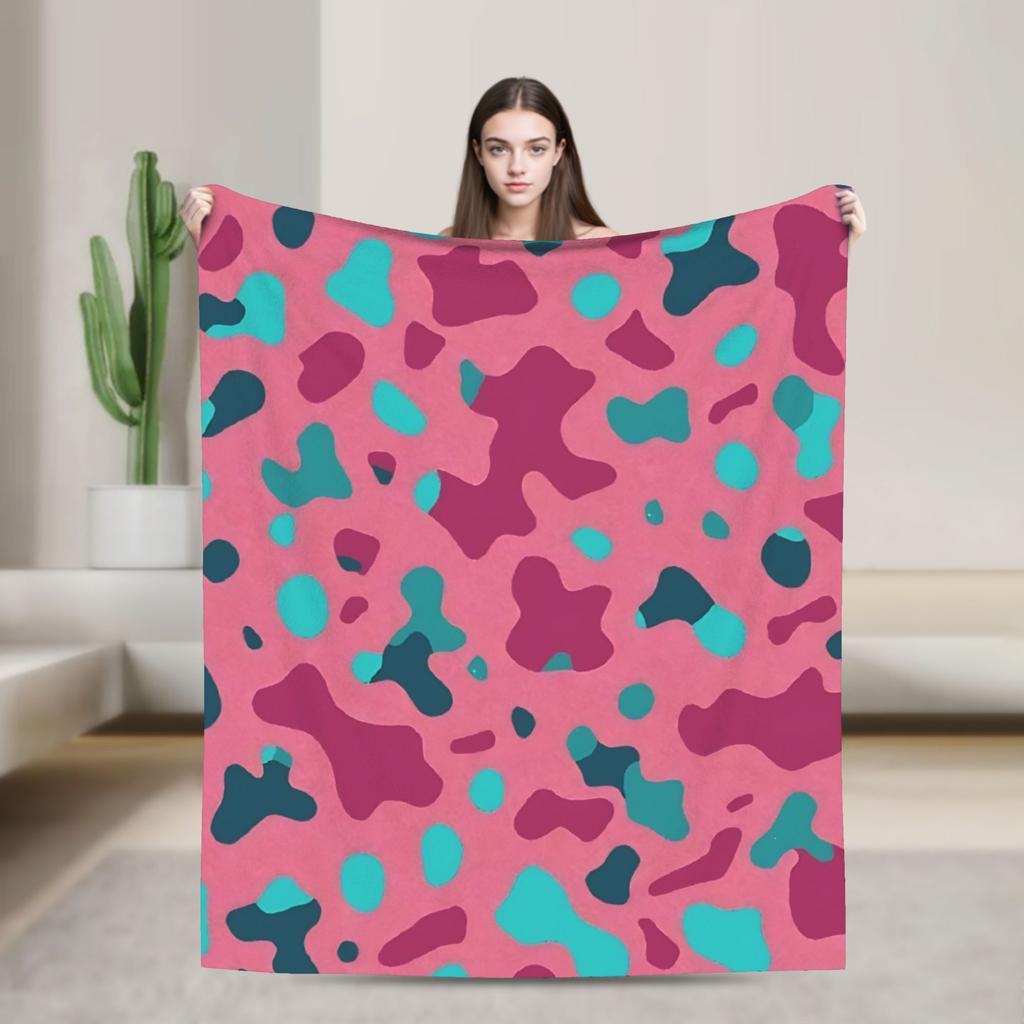 Puzzle Camouflage Pattern Flannel Blanket Winter Warm Soft Throw Blanket Kids Adult Outdoor Aesthetic Bedspread Sofa Bed Cover